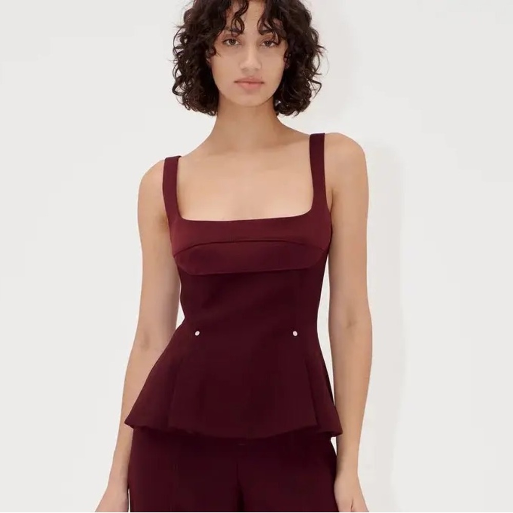 NEW Stine Goya Aubergine Double Sided Crepe Sleeveless Fitted Waist Tank Top